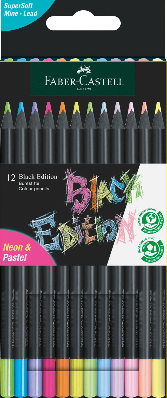 CREIOANE COLORATE 12 CULORI PASTEL+ NEON BLACK EDITION FABER-CASTELL CREIOANE COLORATE 12 CULORI PASTEL+ NEON BLACK EDITION FABER-CASTELL